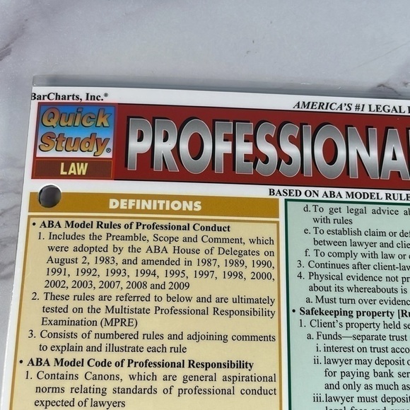 Law Professional Responsibility Quick Study Guide - Book - Picture 2 of 3